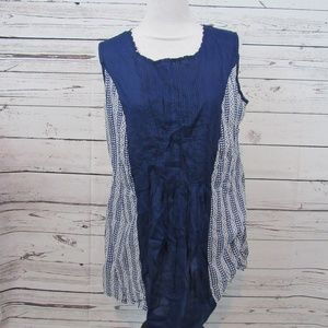 Akkriti navy & white print sleeveless top